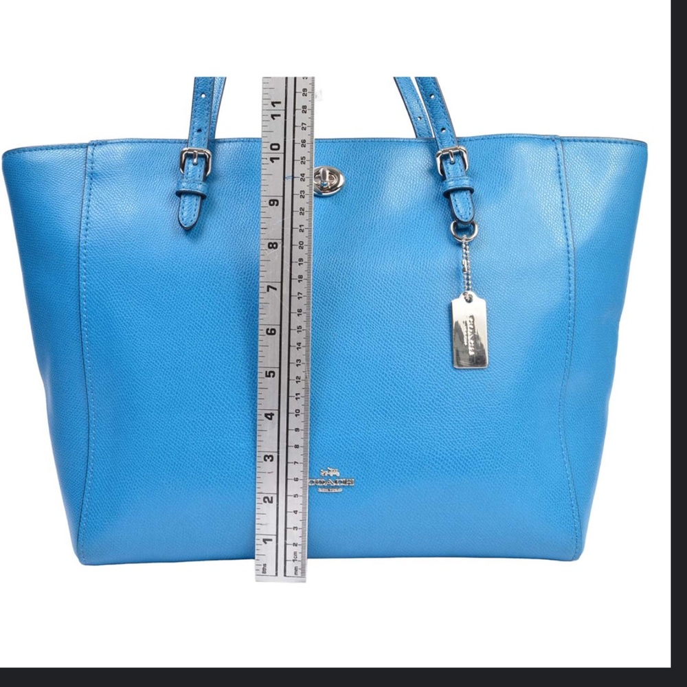 Sky Blue Leather Coach Tote Bag.